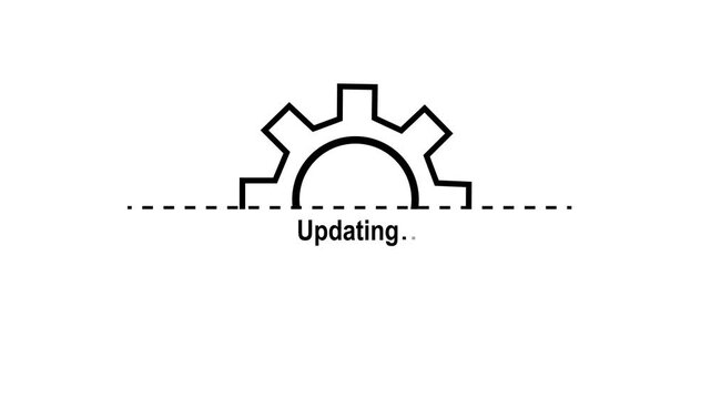 Updating bar icon animation on white background. black color setting and Updating icon animated. Abstract system updating bar icon. setting updating bar icon animated.