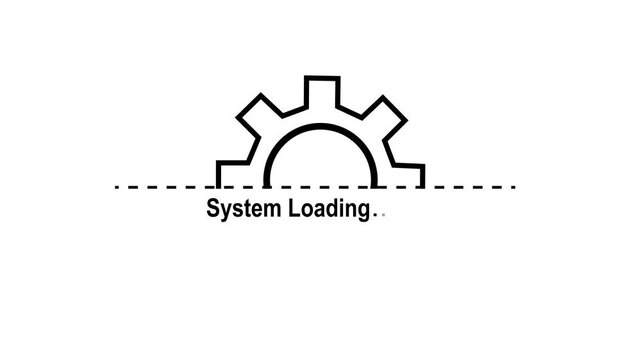System loading bar icon animation on white background. black color setting and System loading icon animated. Abstract system loading bar icon. Setting system loading bar icon animated.