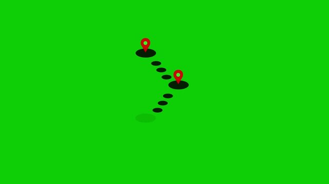 Milestone icon animation with three checkpoints along a disc-shaped path, symbolizing progress tracking. Map pin icon. location icon suitable for motion graphics about GPS, road markers, and travel.