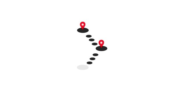 Milestone icon animation with three checkpoints along a disc-shaped path, symbolizing progress tracking. Map pin icon. location icon suitable for motion graphics about GPS, road markers, and travel.