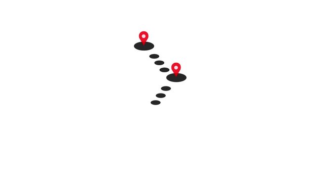Milestone icon animation with four checkpoints along a disc-shaped path, symbolizing progress tracking. Map pin icon. location icon suitable for motion graphics about GPS, road markers, and travel.