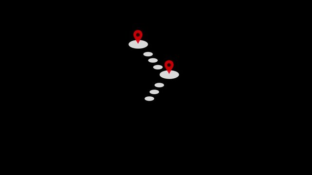 Milestone icon animation with four checkpoints along a disc-shaped path, symbolizing progress tracking. Map pin icon. location icon suitable for motion graphics about GPS, road markers, and travel.