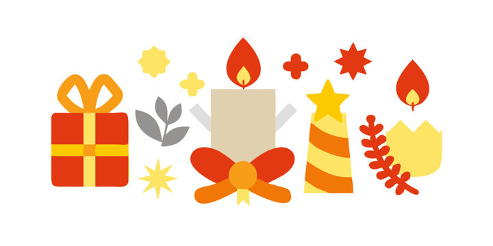 Cute Christmas Holiday Sticker Set with Bell Bow and Holly
