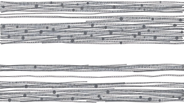 Abstract close-up of parallel gray lines with scattered dots during studio lighting for graphic design backgrounds