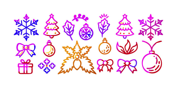 illustration of a set of colorful flower