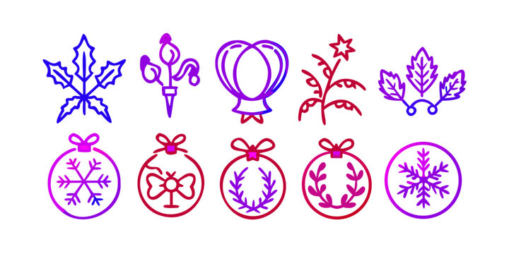 set of icons of christmas on transparent background 