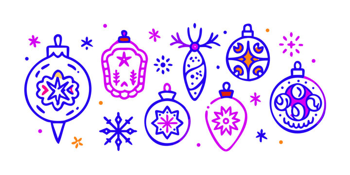 set of icons of christmas