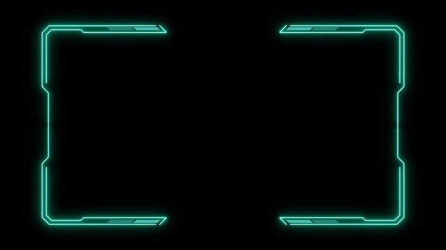 Cyan glowing cybernetic tech frame border for virtual dashboard overlay and futuristic screen interface