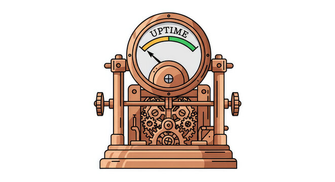 Uptime gauge with mechanical gears illustration