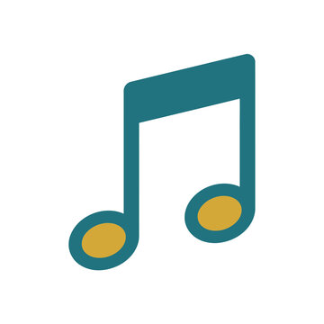 Teal and Yellow Musical Note Symbol