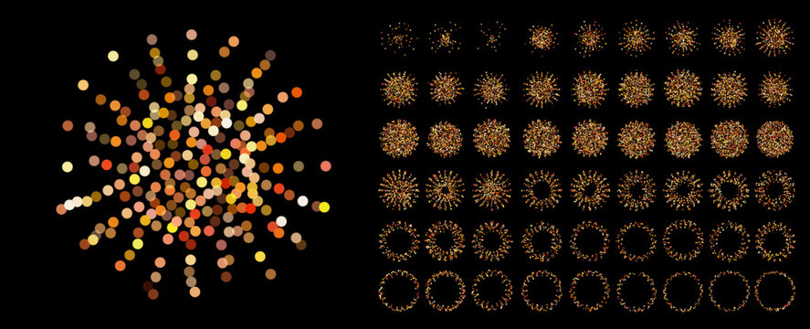 Set of bronze confetti stars icons. Star glitter shapes collection. Shiny simple stars pack. Christmas star objects isolated on black background. Vector illustration