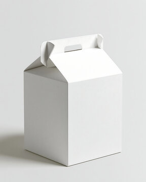 A white cardboard gable box standing on a light gray surface, featuring a clean paper texture and a convenient integrated carrying handle