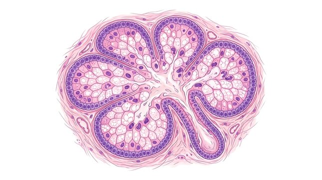 Sebaceous gland histology and microscopic tissue architecture