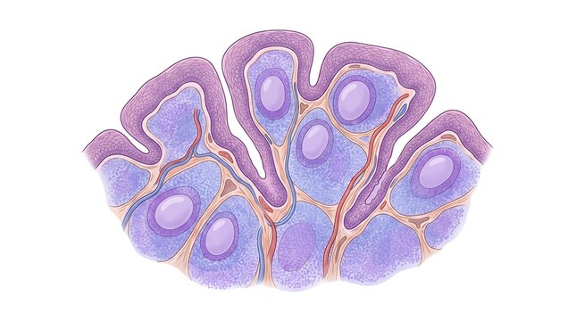 Tonsillar crypt anatomy and lymphoid tissue structure