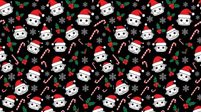 Festive seamless pattern featuring cute santa claus characters for a fun holiday season christmas wallpaper background