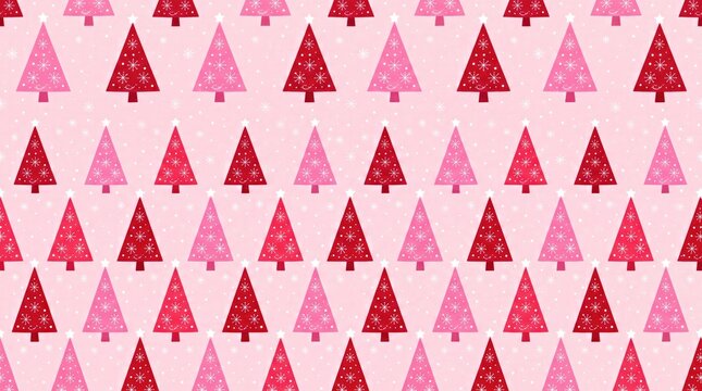 A festive pink and red seamless pattern design for a cute holiday christmas wallpaper background