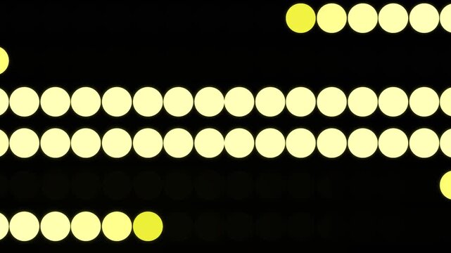 Yellow Light Grid with Glowing Corner Accent Dots on Black Background