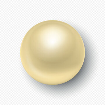 Pink Pearl Bead Vector Illustration. Glossy Round Pearl Isolated, Top View. Luxury Jewelry Pearl Sphere. Elegant Pearl Gem Design Element