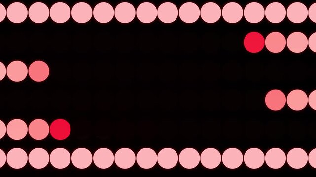 Coral Light Dots with Bright Red Accents Glowing in Twin Rows