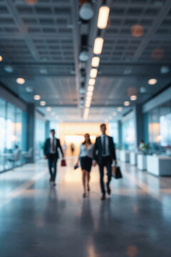 business people walking in modern office