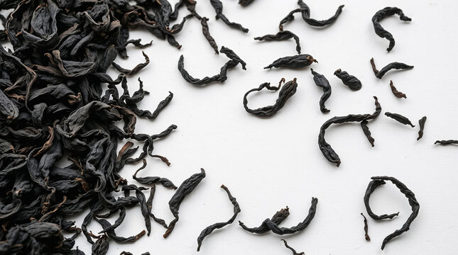 Dry black tea leaves