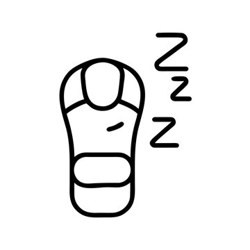 Sleeping bag with zz symbol for outdoor rest and camping.