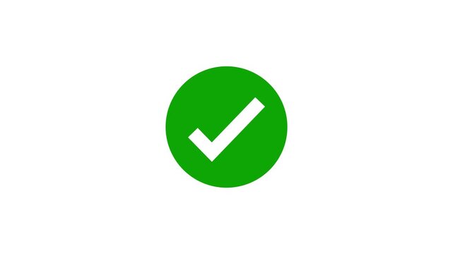 Green Check Mark Icon with White Tick Symbol for Approval, Success, Confirmation and Verified Status on White Background.