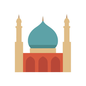 Flat illustration of a mosque with teal dome