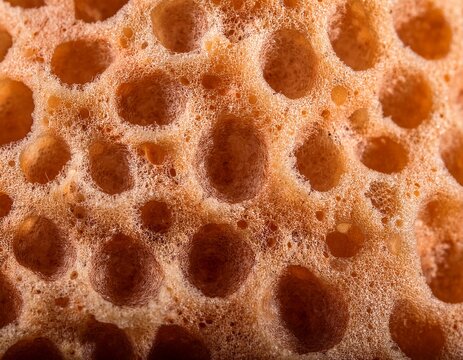 macro close up of natural sea sponge texture and porous organic structure