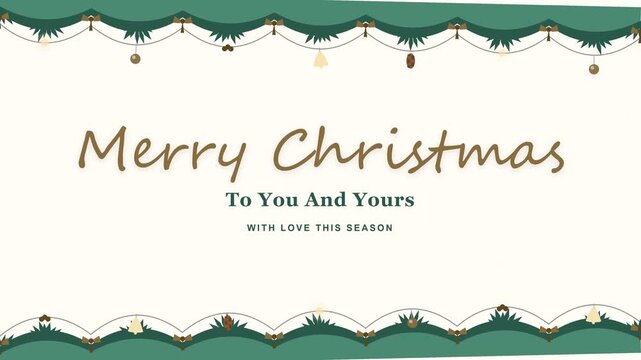 Merry christmas greeting card with festive border and seasonal message
