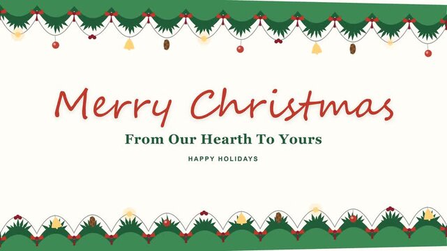 Merry christmas greeting card with festive border and holiday message design