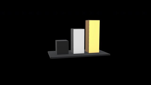 Business graph chart 3d Animation on a transparent background