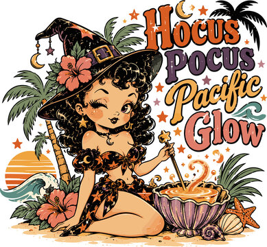 Vintage California Halloween Hocus Pocus Pacific Glow