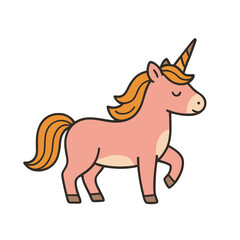 Cartoon pink unicorn with orange mane and tail © ridho