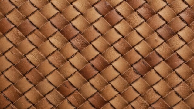 Intricate woven brown leather texture pattern background 
