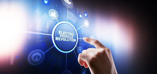 Obraz premium Electric vehicle revolution with modern sustainable transportation and clean energy innovation
