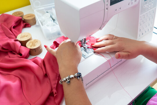 Sewing background with unfinished dress
