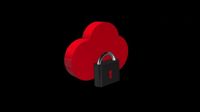Cloud Security 3d Smooth Animation on a transparent background