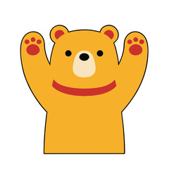 Cute cartoon bear waving with raised arms © rifa