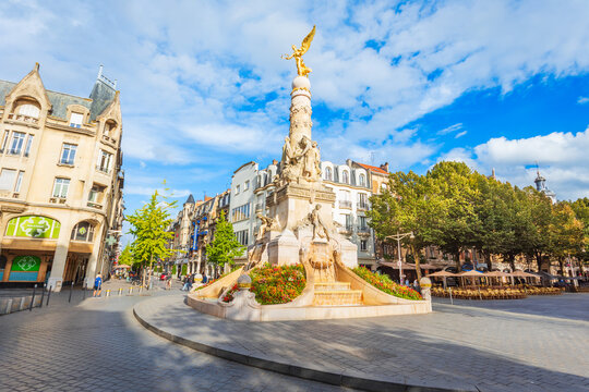 Sube Fountain monument on Drouet d Erlon square in Reims, France