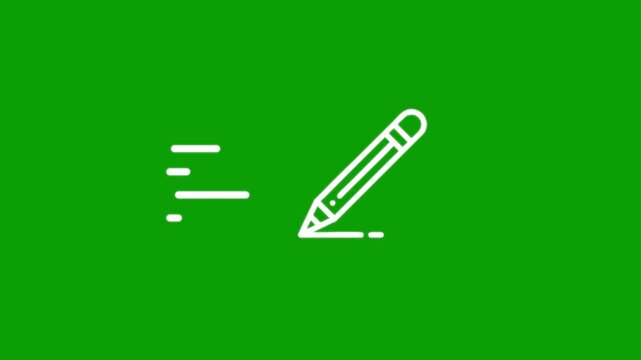 Minimal pencil line animation writing text on green screen background with motion graphics.