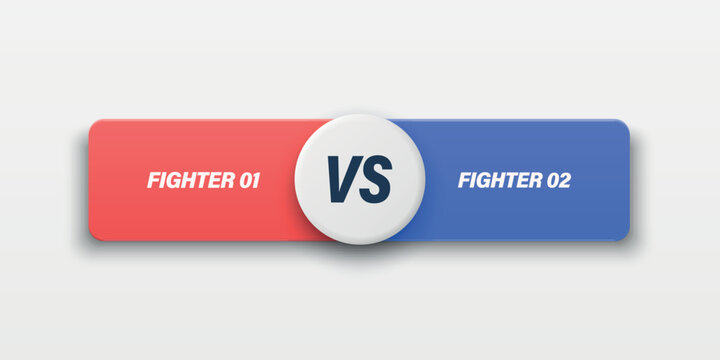 Versus White Banner, Vector Illustration. Red vs Blue Fighter Comparison Label for Game Stream Overlay. Battle Screen, Tournament Match. Esports Design, Competition Concept. Horizontal Background
