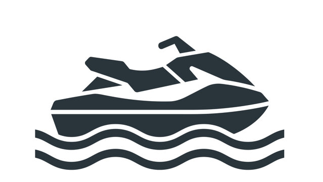 Modern jet ski watercraft silhouette vector icon floating smoothly over ocean waves