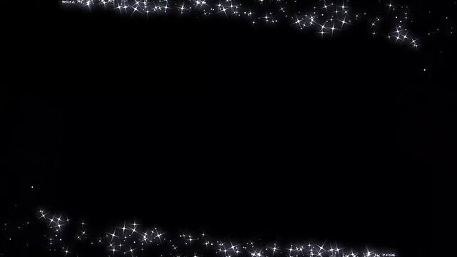 2D glitter star sparkle animation, twinkling glitter stars line animation, magic sparkles glitter line stars fairy dust wand glitter, pixie dust path, on black screen, shining twinkle effect. 4k