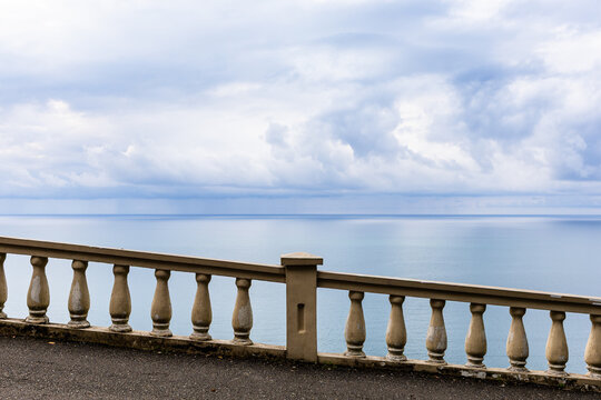 balustrade and view of calm Black Sea in Batumi