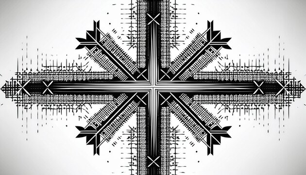 uniform black plus grid pattern on white background symmetry