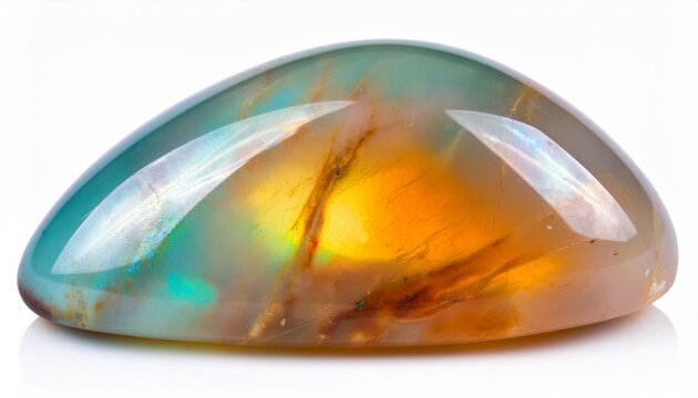 crystal gem opal moonstone polished tumbled photograph isolated white background