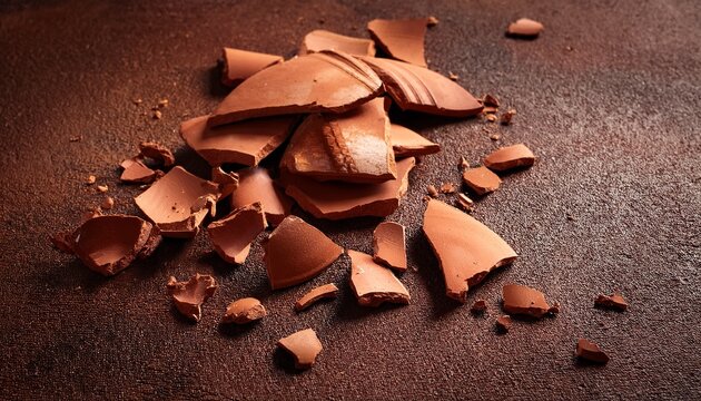 scattered broken terracotta pottery shards on rustic textured surface