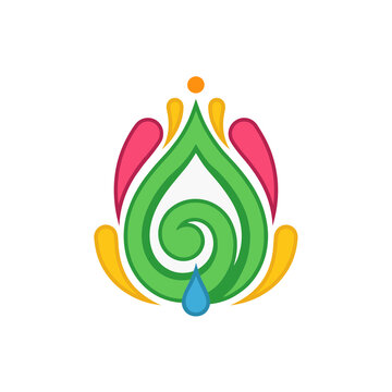 Abstract colorful organic swirl logo with water drop