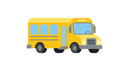 Yellow school bus illustration with flat design and white background, vector illustration © Skb Creation